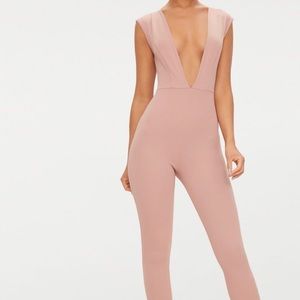 PLT Pink Plunge Open Back Jumpsuit US 4/UK 8